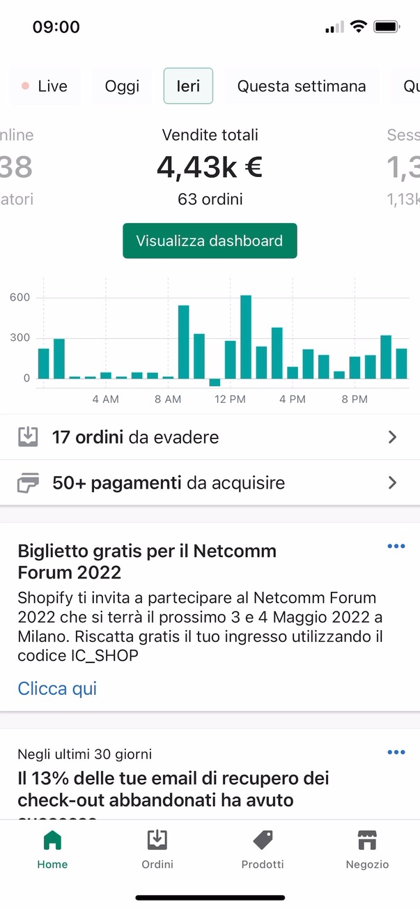 Risultato live 2 — dashboard vendite ecommerce