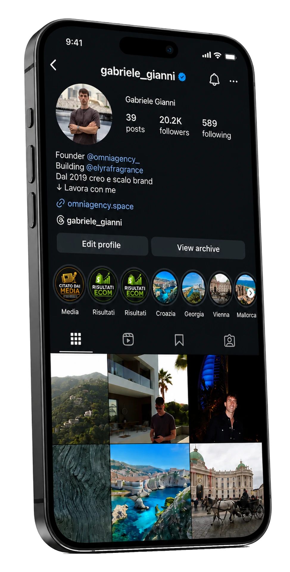3D Instagram profile of Gabriele Gianni
